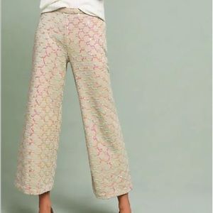New Anthropologie Wide Leg Sequined Cropped Pants